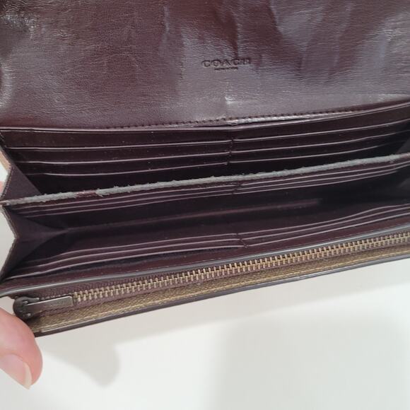 Coach Long Wallet Crossgrain Envelope Metalic Champagne Designer Large Leather - Picture 4 of 10